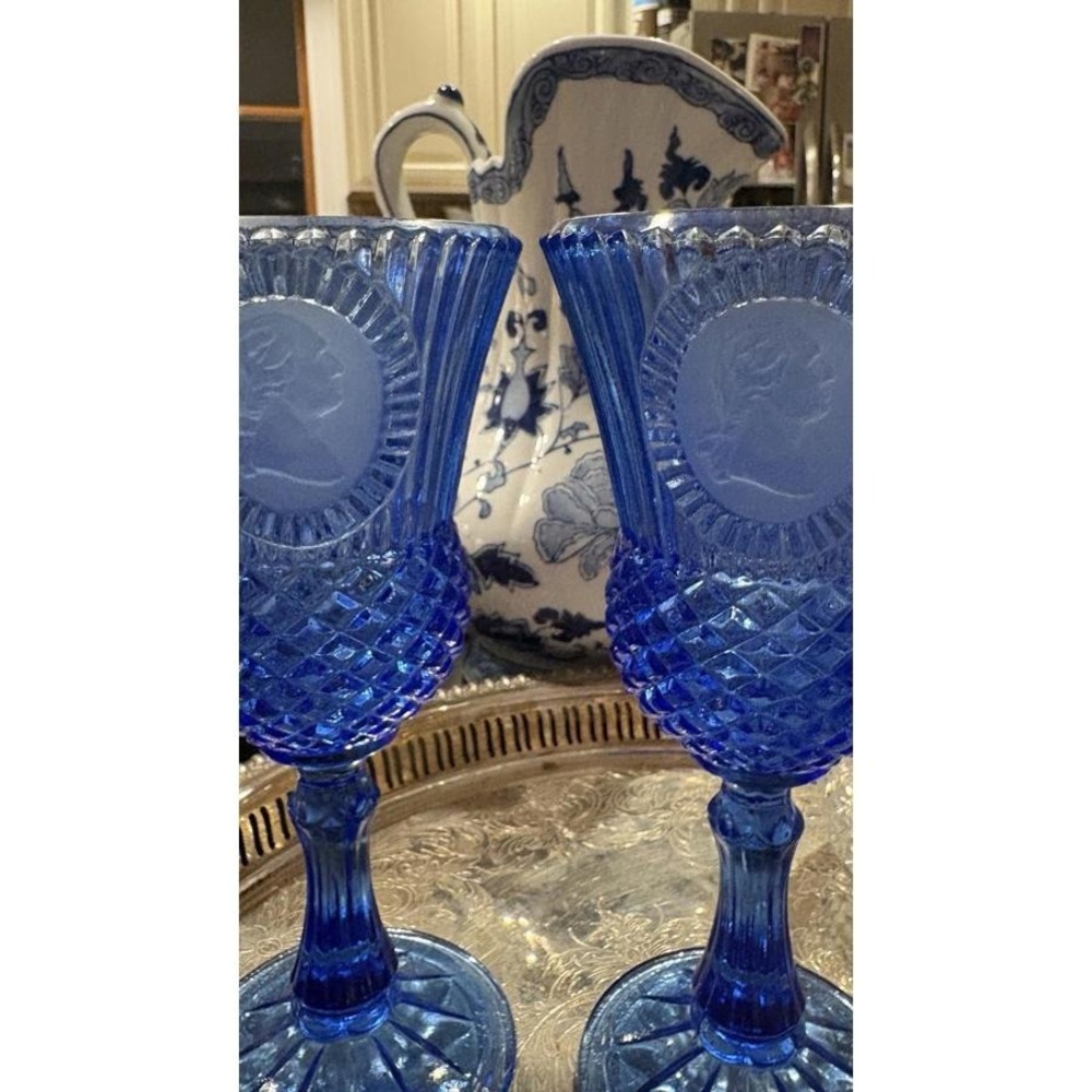 George Washington Blue Goblets (2) LE Smith Bicentennial America250 Celebration - Picture 9 of 12